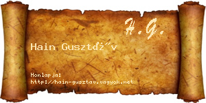 Hain Gusztáv névjegykártya